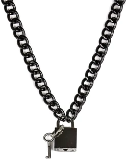 Deals ✔️ BLACK LOCK AND KEY PENDANT NECKLACE ????