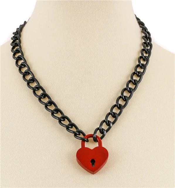 Outlet ???? RED HEART LOCK AND KEY PENDANT NECKLACE ???? - Image 2