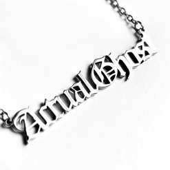 Buy ???? THE SILVER SPIDER ACTUAL GHOST NAME PLATE NECKLACE ✨