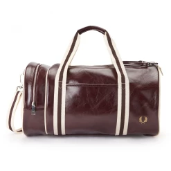 Discount ???? FRED PERRY CLASSIC BARREL BAG PORT/ECRU ????