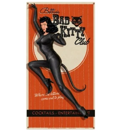 Hot Sale ⭐ RETRO A GO GO BETTIE PAGE BAD KITTY METAL SIGN ????