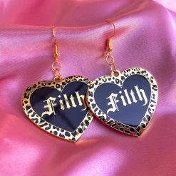 Promo ✨ CREEPY GALS FILTH HEART EARRINGS GOLD ????