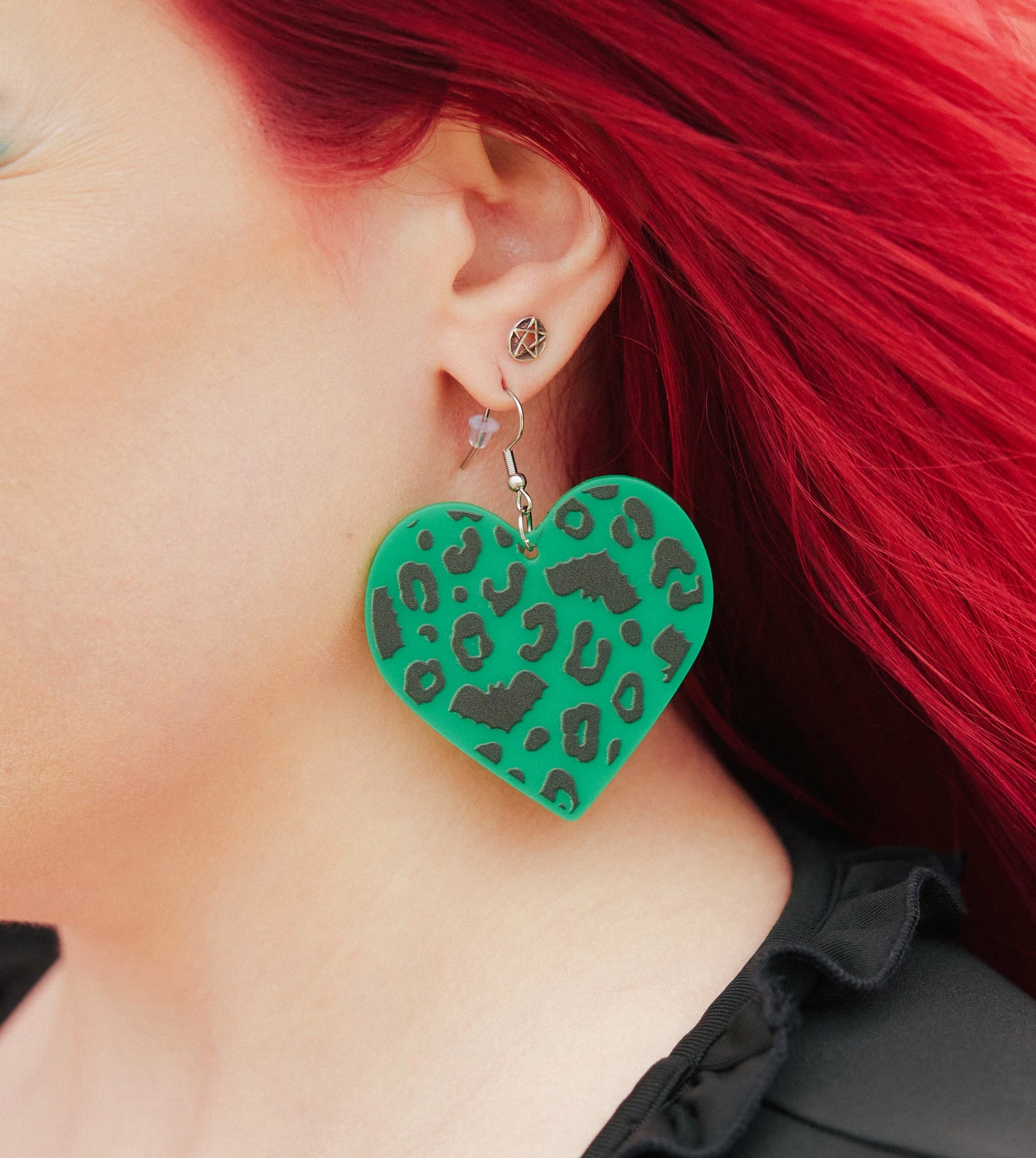 Discount ⌛ SOURPUSS BATTY LEOPARD ACRYLIC EARRINGS GREEN ???? - Image 2