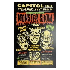Promo ???? RETRO A GO GO HOLLYWOOD MONSTER SHOW PRINT ✔️