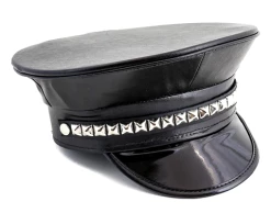 Cheapest ???? STUDDED BLACK PATENT CAPTAIN HAT ????