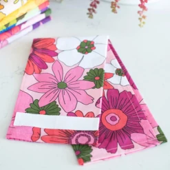 Best Sale ???? PINK RETRO FLOWERS DISH TOWEL ????