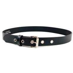 Cheapest ???? PLAIN VEGAN LEATHER BELT WITH GROMMET BLACK ✔️