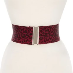 Discount ⌛ LEOPARD PRINT WIDE ELASTIC BELT RED ????