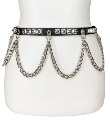 Budget ???? ROCK ME PYRAMID STUD AND CHAINS BELT ????