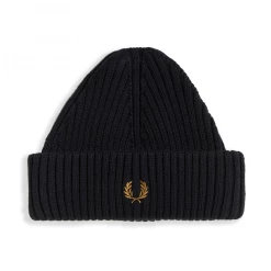Discount ???? FRED PERRY SHORT RIBBED BEANIE BLACK ????
