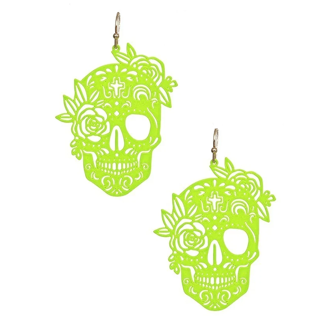Top 10 β SKULL N' ROSES EARRINGS NEON GREEN ????