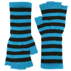 Coupon ???? FINGERLESS BLUE/BLACK STRIPED KNIT GLOVES ????