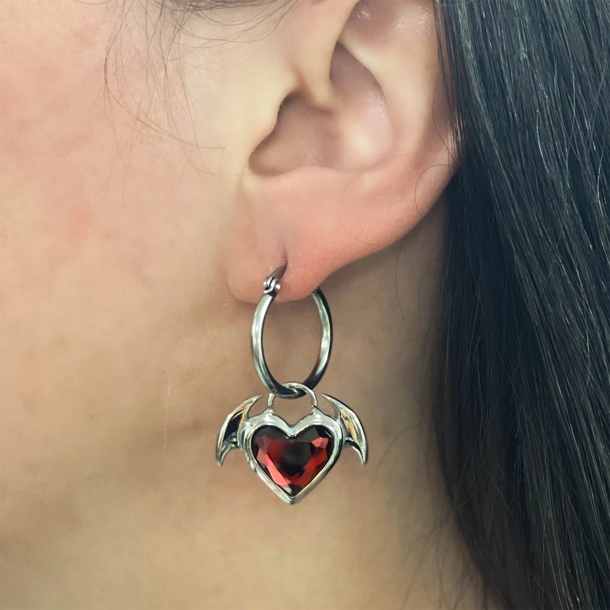 Best Sale ???? MYSTICUM LUNA SUCCUBUS HOOP EARRINGS RED ⭐ - Image 2